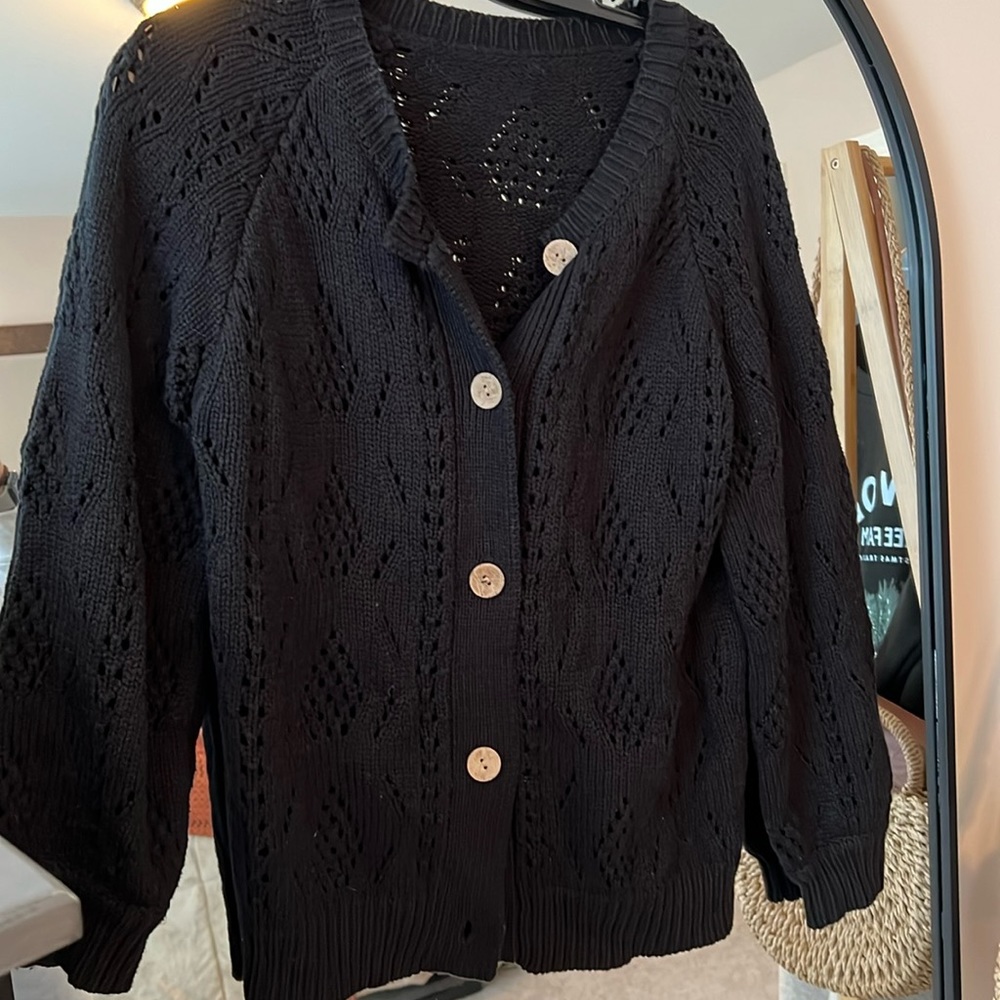 Black cardigan button down